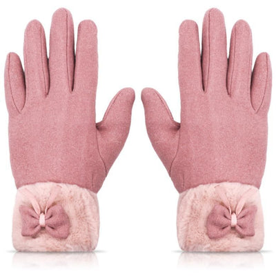 Women's Winter Warm Gloves with Cute Bow & Touched Screen